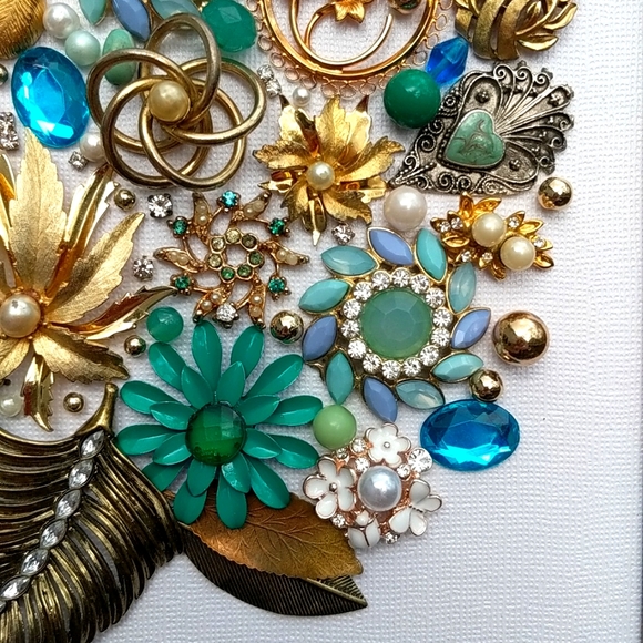 Artisan mosaic wall art decor framed jewelry art vintage one of a kind-modified! - Picture 11 of 16